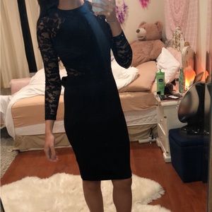 French connection black lace long sleeve dress